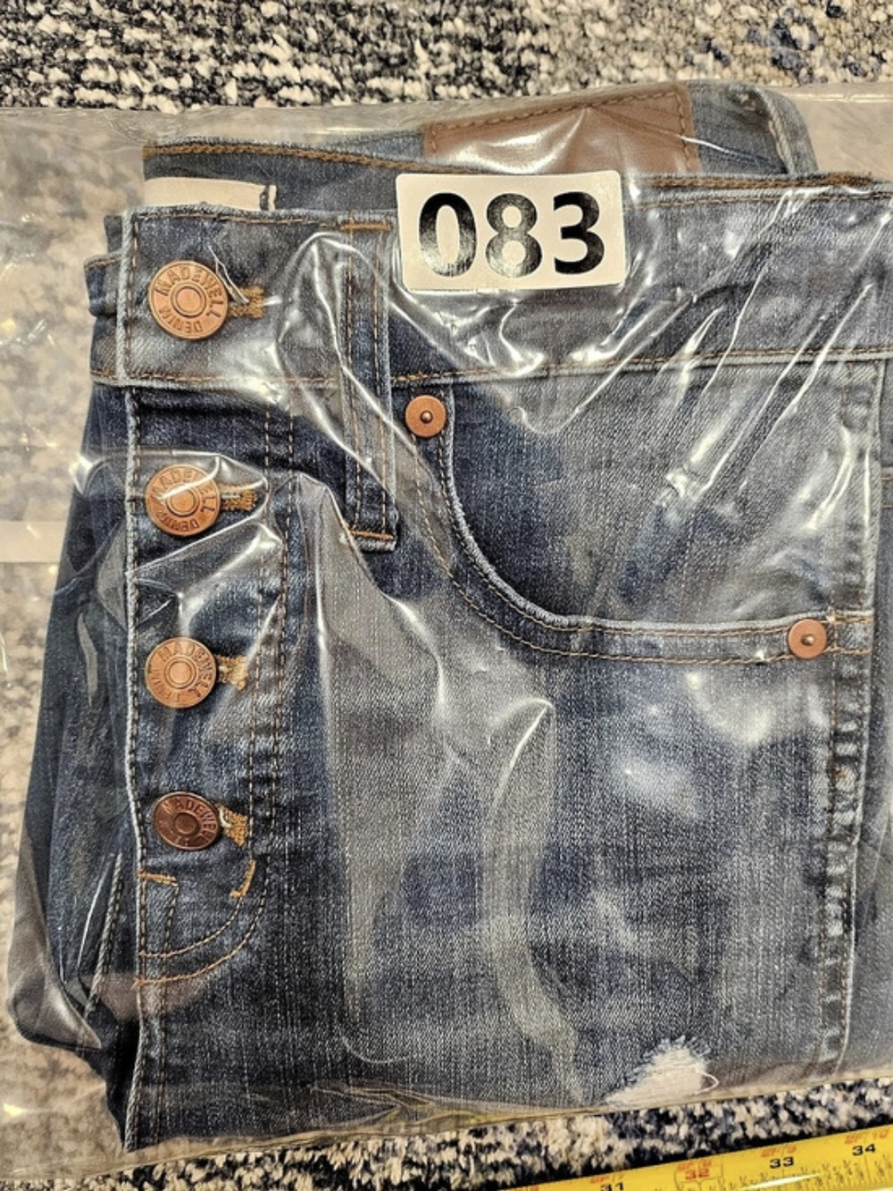 Madewell 10" High-Rise Skinny Distressed Skinny Jeans in Blue Waist 26 - Picture 9 of 9
